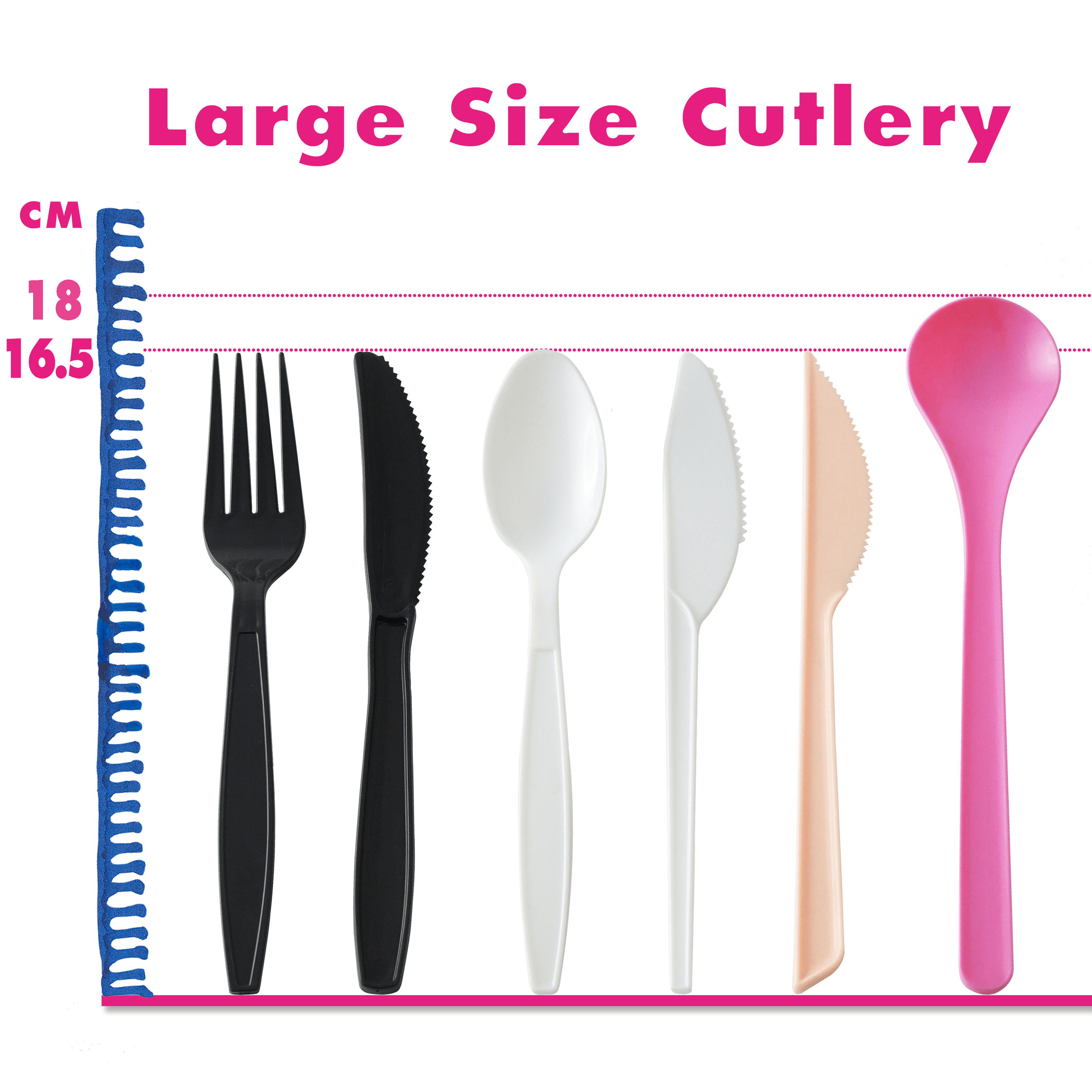 อุปกรณ์ทานอาหารพลาสติกขนาดใหญ่ 16.5-18 ซม.